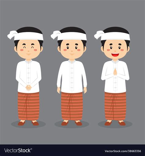 Myanmar Character With Various Expression Vector Image