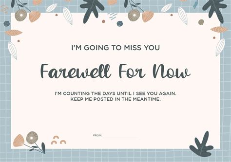 Printable Blank Farewell Card Template Farewell Note Farewell Card