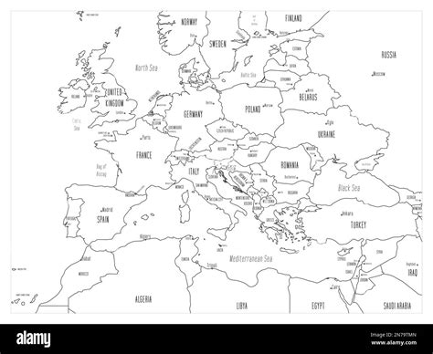 Mapa Pol Tico De Europa Continental Esquema Negro Dibujado A Mano Estilo De Dibujos Animados