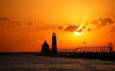 Winter Sunset Lighthouse Wallpapers Wallpaper Cave