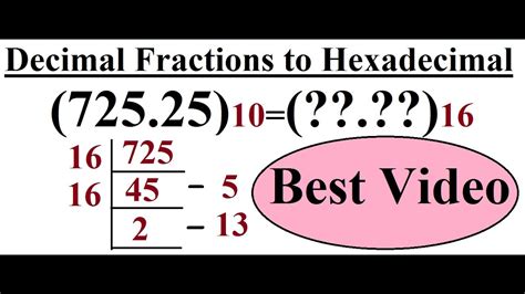 Decimal Fractions To Hexadecimal Conversion Youtube