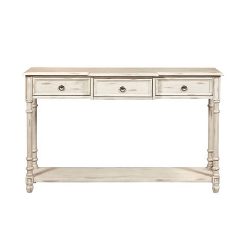 Small Space Distressed White Entryway Console Table By