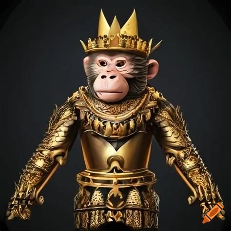 Monkey Wearing Crown And Dragon Armor