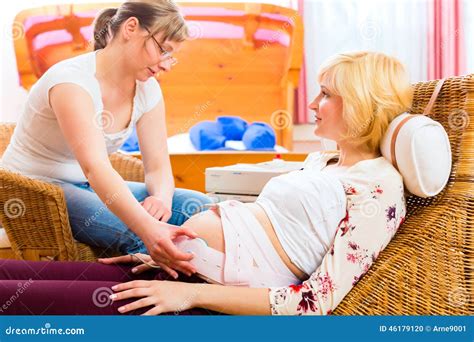 Midwife Seeing Mother For Pregnancy Ctg Examination Stock Photo Image