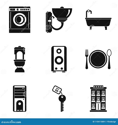 Domestic Work Icons Set Simple Style Stock Vector Illustration Of