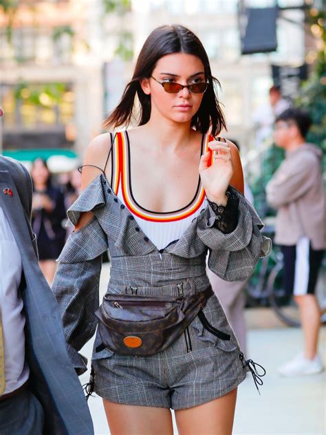 Kendall Jenner In Rainbow Bodysuit By Kendall And Kylie Popsugar Fashion