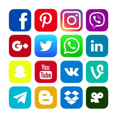 Collection Of Popular Social Media Iconsisolated On White Background