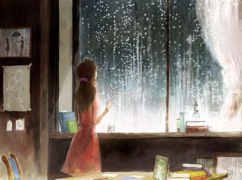 Raining Rainy Day Illustartion Art Night Window Artist Endmion Girly Art Anime