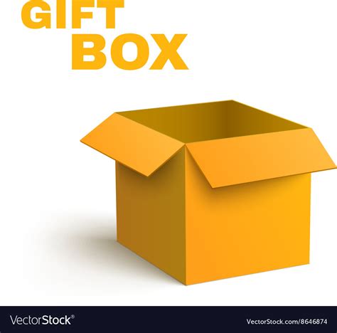 Open Yellow Box Isolated On Dark Background Vector Image