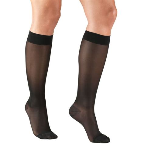 truform women s sheer compression stockings 15 20 mmhg knee high black small walmart