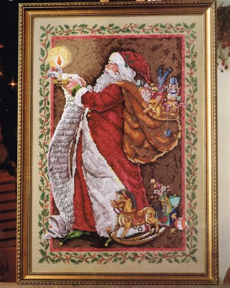 old fashioned santa claus checking his list cross stitch etsy cross stitch patterns