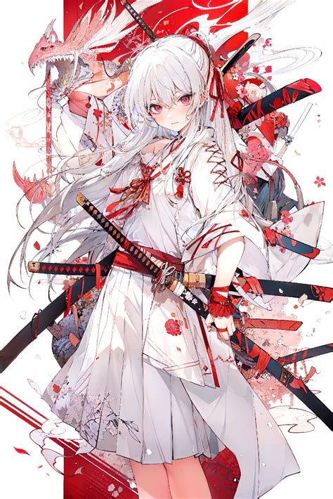 White Hair Red Eyes Sword Anime Girls 1080x1619 Wallpaper