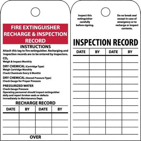 Fire Extinguisher Monthly Inspection Tags Pack Of Off