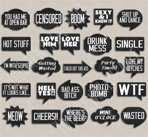 25 X Adult Phrases Printable Photo Booth Props Photobooth Props Printable Halloween Photo Booth