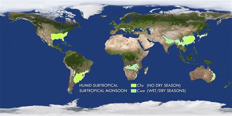 Map Of Humid Subtropical Climate Zones Earth Texture Earth Earth