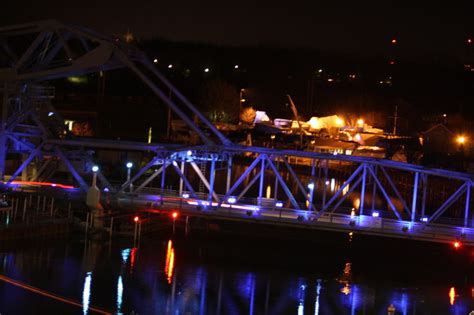 Ashtabula Oh Lift Bridge At Nightpretty Blue Lights