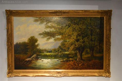 Antiques Atlas 19thclandscape Oil Painting Of River With Cattle