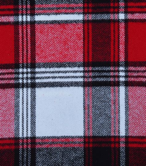 Plaiditudes Brushed Cotton Fabric White Red And Black Plaid Joann