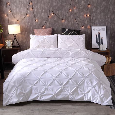 White Duvet Cover Set Pinch Pleat 23pcs Twinqueenking Size