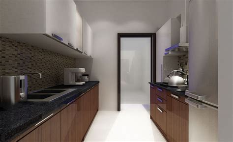 Urban Casa Ucii 109 Parallel Shape Modular Kitchen In Hi Gloss Laminate
