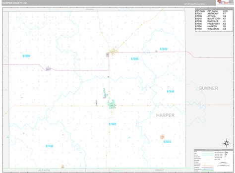 Harper County Ks Wall Map Premium Style By Marketmaps