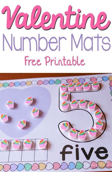 Free Printable Valentine Number Mats 1 10 With Images Math