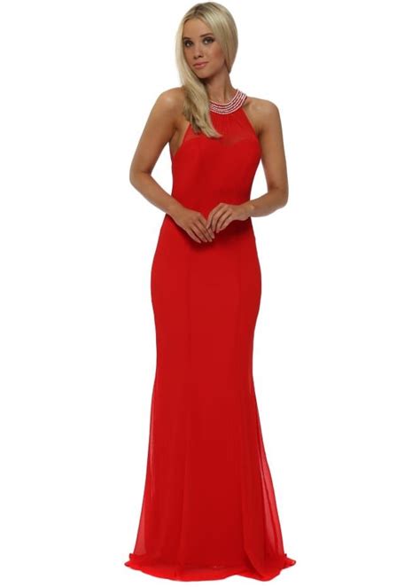 Red Embellished Fishtail Maxi Dress Fishtail Maxi Dress Maxi Dress