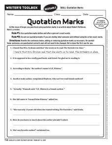 quotation marks worksheet    grade lesson planet