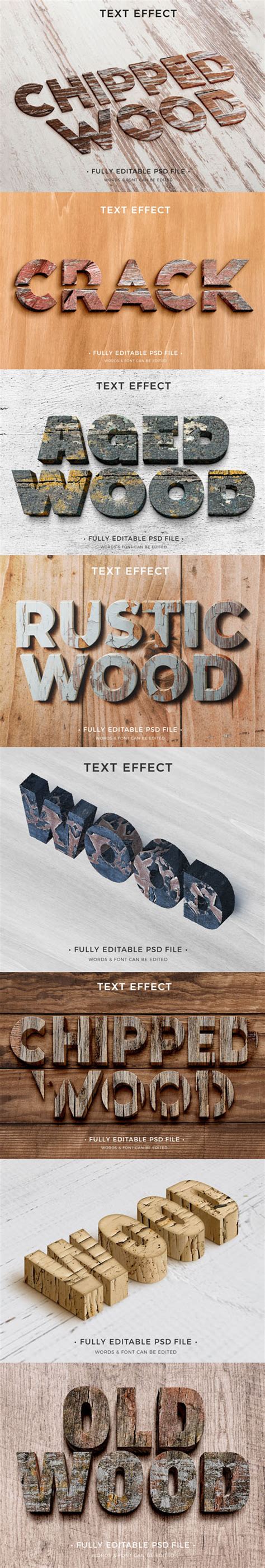 8 Wooden Text Effects Templates For Photoshop