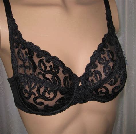 Sexy Black Lace Bra 34c Low Cut Comfortable Underwire Etsy