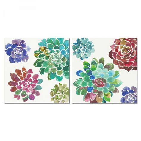 Set Of 2 Canvas Wall Art Set Water Succulents By Pi Creative Art 16