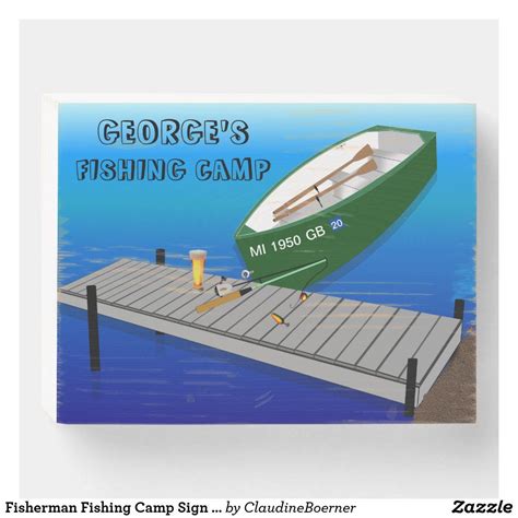 Fisherman Fishing Camp Sign Row Boat Wood Box Sign Zazzle Camping