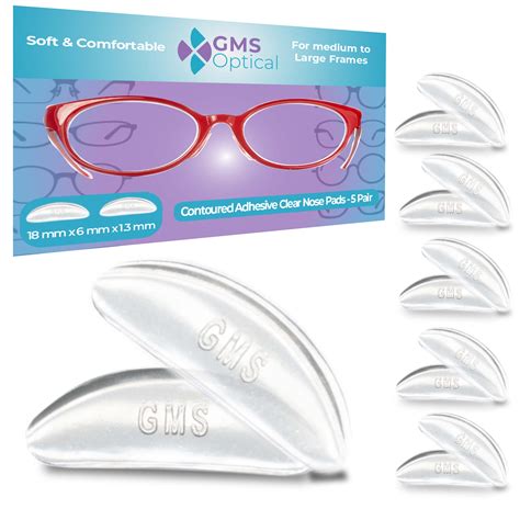 gms optical® 1 3mm ultra thin anti slip adhesive contoured silicone eyeglass nose pads with