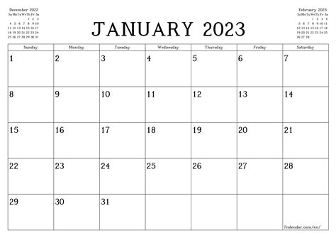 2023 Monthly Calendar Template