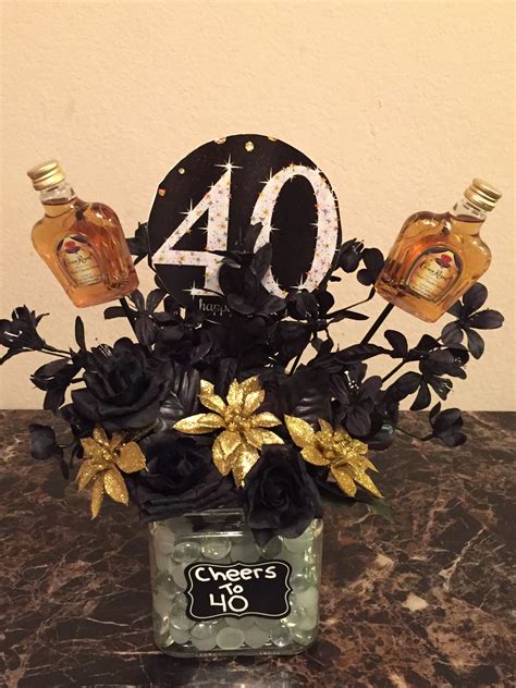 Man grows old like a wine and woman grows old as cheese. I created this centerpiece for my husbands 40th birthday ...
