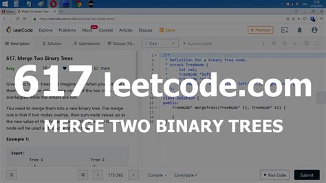Разбор задачи 617 Merge Two Binary Trees Решение на C