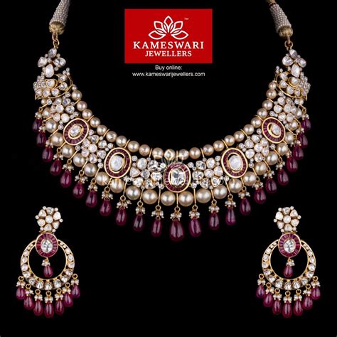 Polki Diamond Necklace Set Indian Jewellery Designs