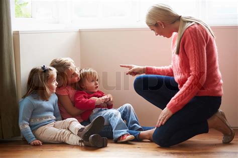 Mother Shouting At Young Children Stock Image Colourbox