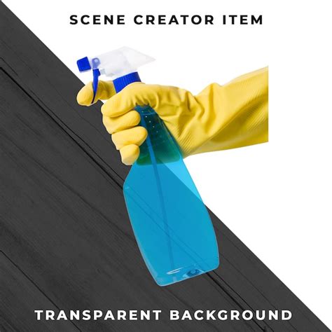 Premium Psd Gloves And Spray Bottle Isolated With Clipping Path