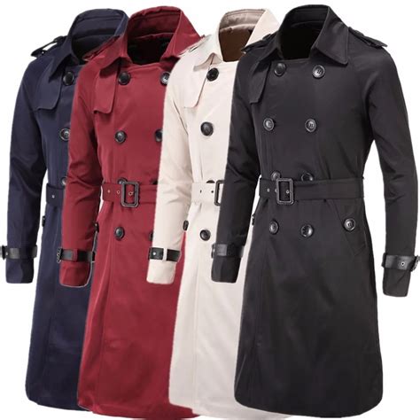 European Classic Full Length Male Trenchcoat Jacket Extra Long Black
