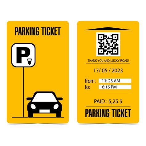 Paid Parking Ticket Design Template In Black And Orange Colours