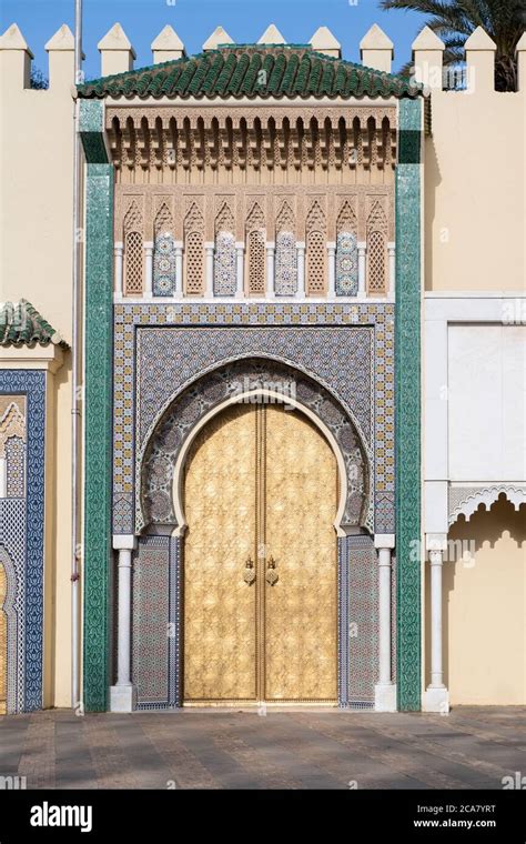 Royal Palace Of Fes In Morocco Is Noted For Its Iconic Golden Gates
