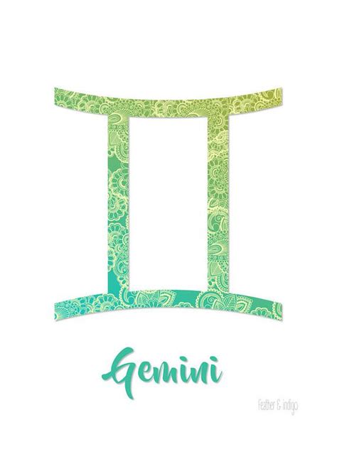 Gemini Poster Zodiac Wall Art Star Sign Print Gemini Birthday T Idea