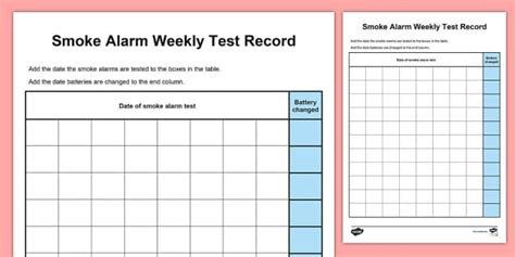 Childminder Smoke Alarm Weekly Test Record Fire Safety Fire