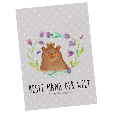 Mr And Mrs Panda Postkarte Bär Königin Grau Pastell Geschenk