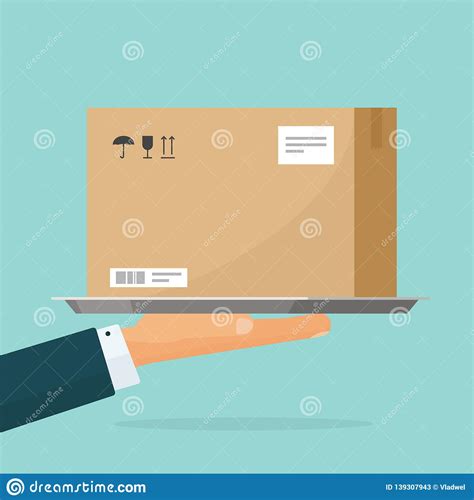 Courier Deliver Parcel Box Vector Illustration Flat Cartoon Person