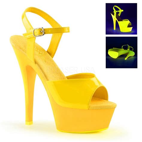 Kiss 209uv Ankle Strap Upper 6 Platform Heel Shoe Neon Yellow Yellow