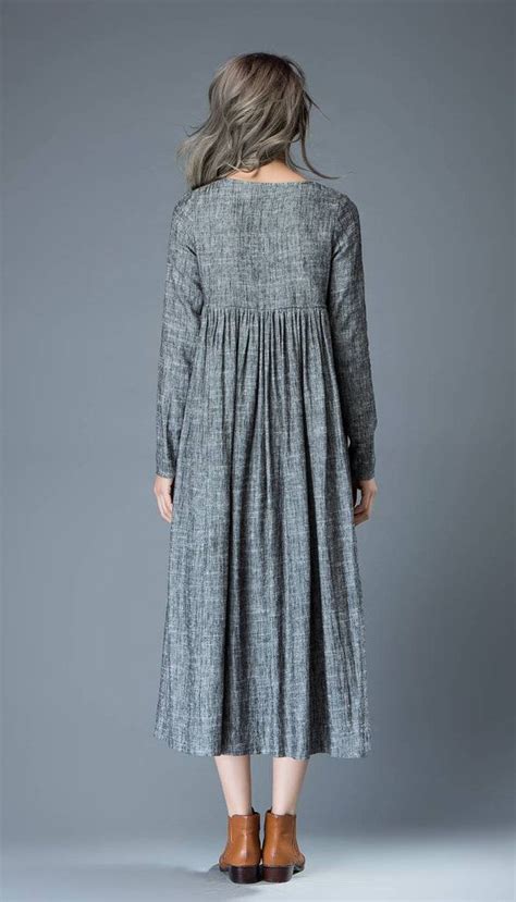 maxi linen dress comfortable linen loose fitting long etsy uk long linen dress grey dresses