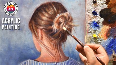Painting Realistic Hair In Portrait Painting In Acrylic Tutorial For