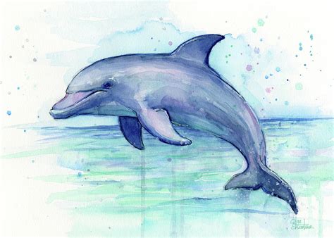 Dolphin Watercolor Painting By Olga Shvartsur Pixels Merch